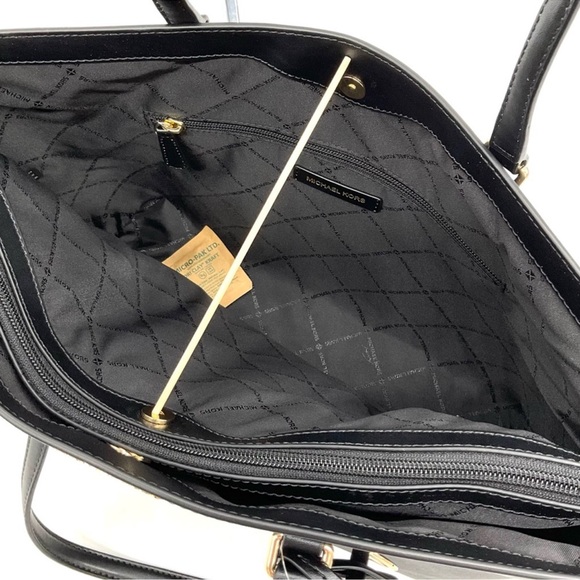 Michael Kors Bag Large Sheila Mf Tote Bag & Large Double Zip Wallet Black/Gold - Picture 8 of 14